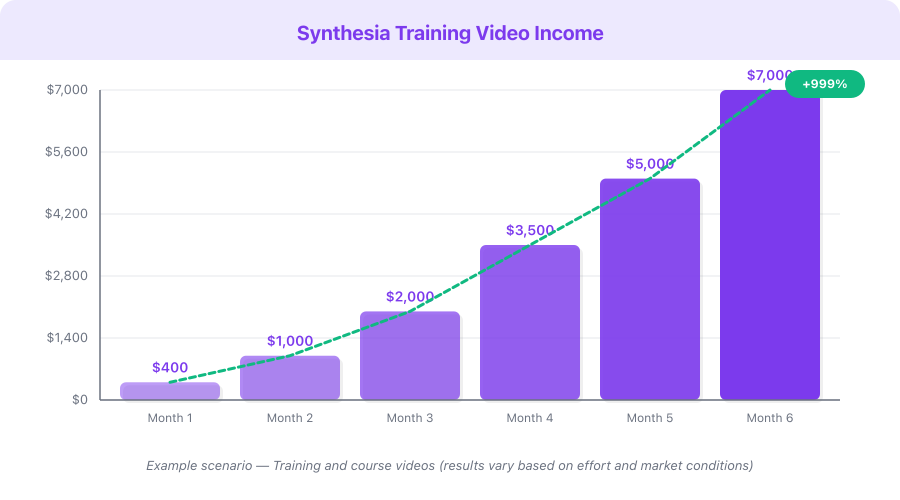 Synthesia example earnings progression over 6 months